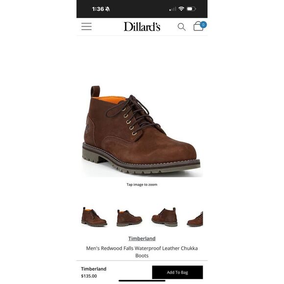Timberland 12 REDWOOD FALLS WATERPROOF CHUKKA DK BROWN FULL GRAIN - Picture 1 of 14